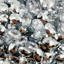 Colagem Oval Strass Acrílico Transparente 10x14mm 300pçs 78g