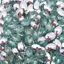Colagem Oval Strass Acrílico Verde Transparente 10x14mm 500pçs 175g