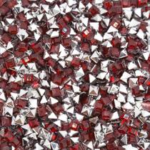 Colagem Quadrado Strass Acrílico Vermelho Transparente 3mm 3000pçs 36g