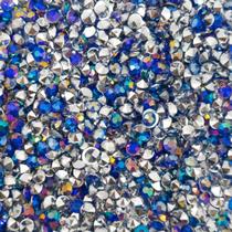 Colagem Redondo Strass Acrílico Azul Irisado 3mm 3000pçs 30g