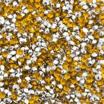 Colagem Redondo Strass Acrílico Dourado Transparente 3mm 1000pçs 10g