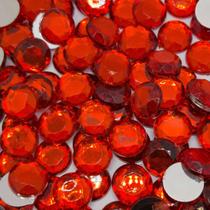 Colagem Redondo Strass Acrílico Vermelho Transparente 12mm 200pçs 76g