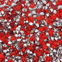 Colagem Redondo Strass Acrílico Vermelho Transparente 3mm 25000pçs 250g