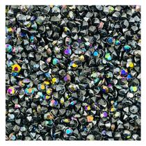 Colagem Redondo Strass Preto Irisado 2mm 5000pçs Biju 30g