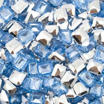 Colagem Retângulo Strass Acrílico Azul Claro Transparente 10x12mm 300pçs 105g