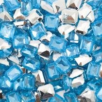 Colagem Retângulo Strass Acrílico Azul Transparente 10x12mm 300pçs 105g