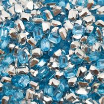 Colagem Retângulo Strass Acrílico Azul Transparente 6x8mm 500pçs 60g