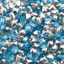 Colagem Retângulo Strass Acrílico Azul Transparente 6x8mm 500pçs 60g