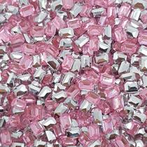 Colagem Retângulo Strass Acrílico Rosa Transparente 4x6mm 500pçs 25g