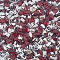 Colagem Retângulo Strass Acrílico Vermelho Transparente 4x6mm 100pçs 5g