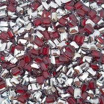 Colagem Retângulo Strass Acrílico Vermelho Transparente 4x6mm 300pçs 15g
