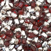 Colagem Retângulo Strass Acrílico Vermelho Transparente 6x8mm 300pçs 36g