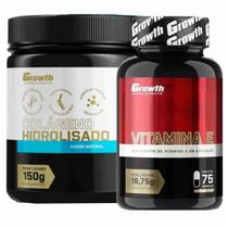 Colágeno 150g em Pó + Vitamina E 75 Caps Growth Supplements