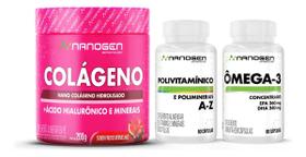 Colágeno 200g Polivitaminico 60 Caps Ômega3 60 Caps