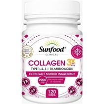 Colágeno 3x Tipo 1 e Tipo 2 collagen 18 aminoácidos 2000mg 120caps Sunfood
