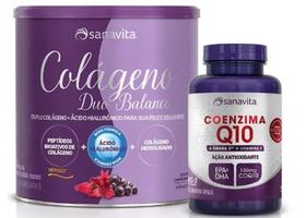 Colageno Duo Balance Hibiscus e Frutas Roxas 330g e Coenzima Q10+Omega 3 c/60 Caps-Combo Sanavita