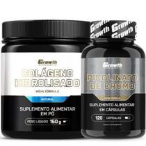 Colágeno em Pó 150g + Cromo Picolinato 120 Caps Growth Colágeno em Pó 150g + Cromo Picolinato 120 Caps Growth