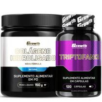 Colágeno em Pó 150g + Triptofano 120 Caps Growth Supplements