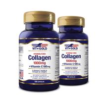 Colágeno Hidrolisado 1000 mg + Vit. C Vitgold Kit2x 100 cáp. Colágeno Hidrolisado 1000 mg + Vit. C Vitgold Kit2x 100 cáp.