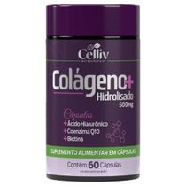 Colágeno Hidrolisado + Ácido Hialurônico + Coenzima Q10 + Biotina e Vitams 60 Caps Celliv