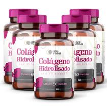 Colágeno Hidrolisado Com Vitamina C - 60 Cáps Kit 5 Potes