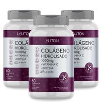 Colageno Hidrolisado Concentrado com Vitamina C + Biotina Lauton- Kit 3 Potes