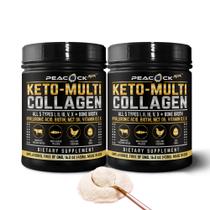 Colágeno Hidrolisado em Pó Peacock Max Keto - 2 Unidades de 480ml com Óleo MCT Colágeno Hidrolisado em Pó Peacock Max Keto - 2 Unidades de 480ml com Óleo MCT