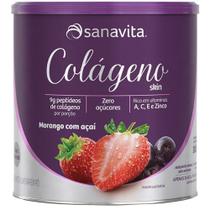 Colágeno Hidrolisado em pó Sanavita 300g Morango e Açai