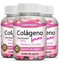 Colágeno Hidrolisado Femme + Vitaminas A, C, D, E Com 270Cps - Maxinutri