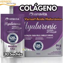 Colágeno Hidrolisado Verisol c/ Ácido Hialurônico 120mg Sanavita Hyaluronic 30 Sachês - Beleza p/ Pele - Cabelos - Unhas