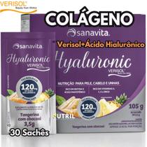 Colágeno Hidrolisado Verisol c/ Ácido Hialurônico 120mg Sanavita Hyaluronic 30 Sachês - Beleza p/ Pele - Cabelos - Unhas