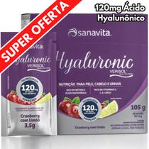 Colágeno Hidrolisado Verisol c/ Ácido Hialurônico 120mg Sanavita Hyaluronic 30 Sachês - Beleza p/ Pele - Cabelos - Unhas