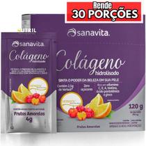 Colágeno Hidrolisado Verisol pó Sanavita 30 sachês Sabor Frutas Amarelas / Firmeza Elasticidade e Beleza p/ pele da Mulher / Previna flacidez e rugas
