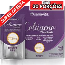 Colágeno Hidrolisado Verisol Sanavita 30 sachês Sabor Neutro / O melhor p/ Firmeza Elasticidade e Beleza da pele da Mulher / Previna flacidez e rugas