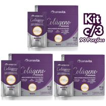Colágeno Hidrolisado Verisol Sanavita Kit 3x 90 Sachês Sabor Neutro Pele, Cabelos e Unhas