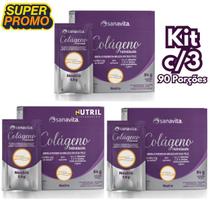 Colágeno Hidrolisado Verisol Sanavita Kit 3x 90 Sachês Sabor Neutro Pele, Cabelos e Unhas