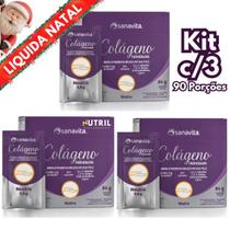 Colágeno Hidrolisado Verisol Sanavita Kit 3x 90 Sachês Sabor Neutro Pele, Cabelos e Unhas