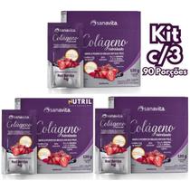 Colágeno Hidrolisado Verisol Sanavita Kit 3x 90 Sachês Sabor Red Berries Pele, Cabelos e Unhas
