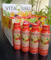 Colágeno líquido VitaQuali pele sabor salada de frutas é só abrir e tomar c/ 30 un.