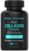 Colágeno Multi Complex - Tipo I, II, III, V, X, Vital Vitamins 150 Cápsulas