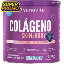 Colágeno Skin Sanavita - Colágeno Hidrolisado com vitaminas - 300g - Diversos Sabores