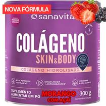 Colágeno Skin Sanavita Colágeno Hidrolisado com vitaminas para Pele e Unhas 300g Diversos Sabores