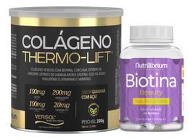 Colágeno Thermo Lift Verisol Cafeína Laranja Moro Ácido Hialurônico 200g + Biotina 60 Caps Nutrilibrium