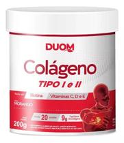 Colageno Tipo 1 e 2 com Vitaminas 200g Morango Duom