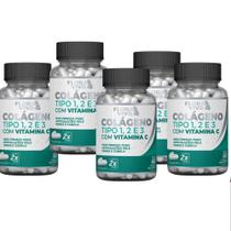 Colágeno tipo 1,2 e 3 com vitamina C 500mg 60 caps Kit com 5