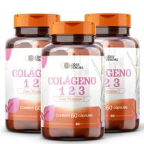 Colágeno Tipo 1,2 e 3 com Vitamina C- 60 cápsulas 1g - 3 potes