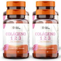 Colágeno Tipo 1,2 e 3 com Vitamina C- 60 cápsulas 1g - 4 potes