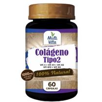 Colágeno Tipo 2 com Vitamina C + K1 + K2 + B12 + D3 1000mg com 60 cápsulas Multivitta Colágeno Tipo 2 com Vitamina C + K1 + K2 + B12 + D3 1000mg com 60 cápsulas Multivitta