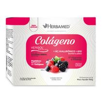 Colágeno Verisol + AcHialuronico + Q10 + 17 Vitaminas e Minerais Com 30 Envelopes 5g Frutas Vermelhas 150g Herbamed