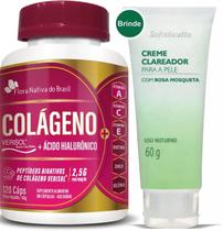 Colágeno Verisol +Ácido Hialurônico 120 Caps + Creme Clareador Facial 60g